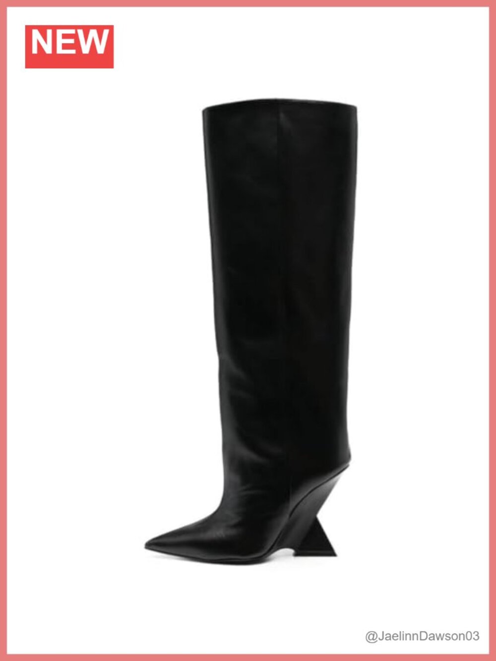 Women's Knee High Boots Pointed Toe Wedge Heel Pull On Waterproof Leather